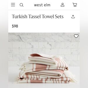 west elm Turkish Tassel Towel Set - Copper Stripe